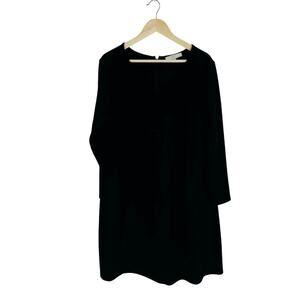 LOFT Plus Womens Black Long Sleeve V-Neck Dress Elegant Wardrobe Size 18